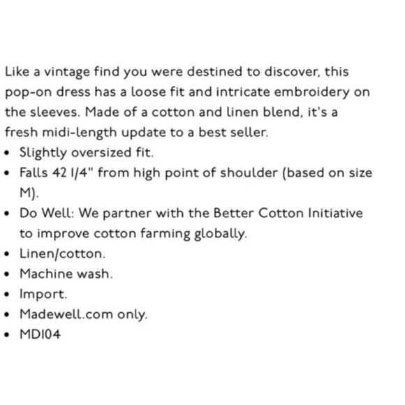 Madewell embroidered sleeve popover midi dress PM - Picture 13 of 13